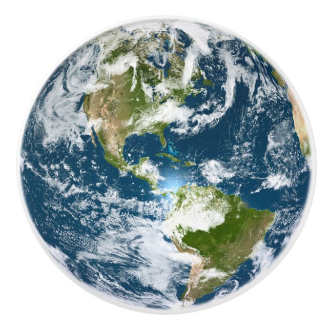 Planet Earth Blue & Green Globe aus dem Weltraum Keramikknauf (Vorderseite)