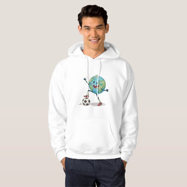 Planet Earth playing soccer Hoodie (Vorne ganz)