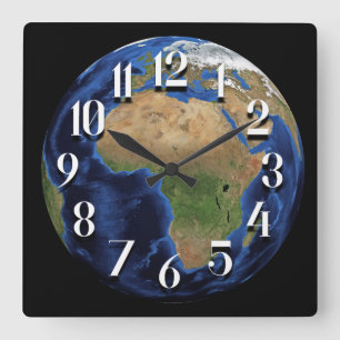 Planet Earth Satellite Image of Africa Wall Clock Quadratische Wanduhr