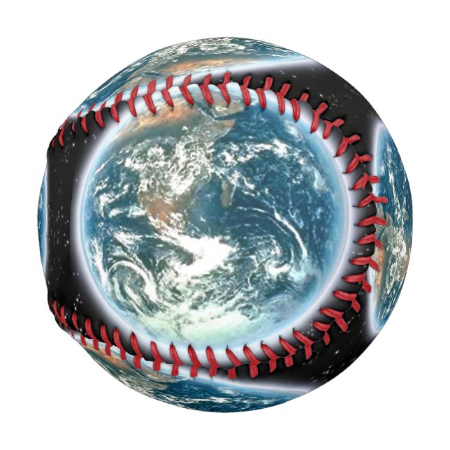 Planet Erde aus dem Astro-Game-Ball im Weltraum Baseball (Rückseite Links)