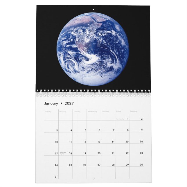 Planet Erde aus dem Universum Kalender (Jan 2027)
