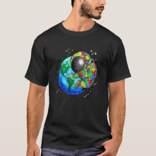 Planet Erde Autismus Kinder Puzzle Astronaut Sonne T-Shirt