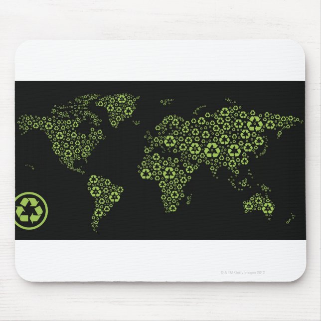 Planet Erde, bestehend aus recycelnd Symbolen Mousepad (Vorne)