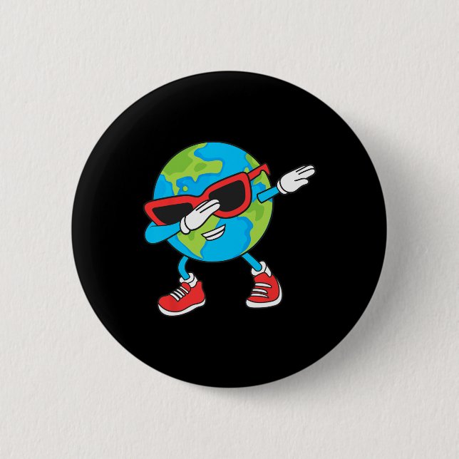 Planet Erde Geburtstag Dab Groovy Dabbing Boys Button (Vorderseite)