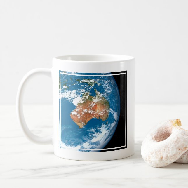 Planet Erde mit Wolken über Australien. Kaffeetasse (Mit Donut)