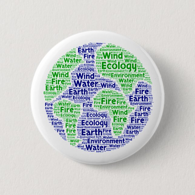 Planet Erde Ökologie Wortkunst Button (Vorderseite)