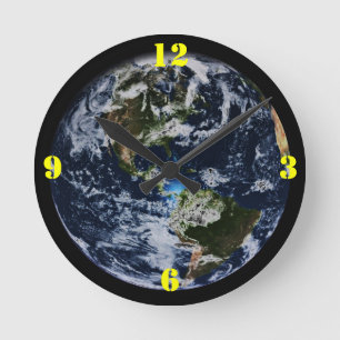 Planet Erde Runde Wanduhr