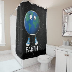 Planet Erde & Sterne Duschvorhang