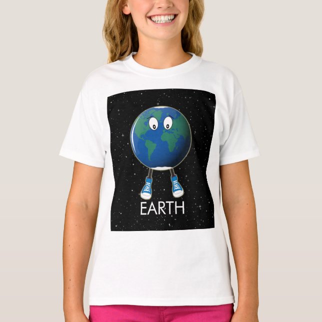 Planet Erde & Sterne T-Shirt (Vorderseite)