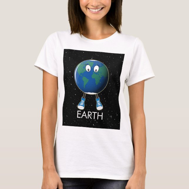 Planet Erde & Sterne T-Shirt (Vorderseite)