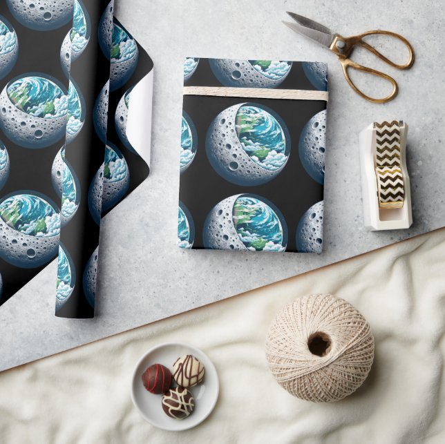 Planet Erde und ihr Mond: Himmelswunder Geschenkpapier (Kunsthandwerk)