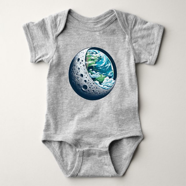 Planet Erde und ihr Mond: Himmelswunder Unisex Baby Strampler (Vorderseite)