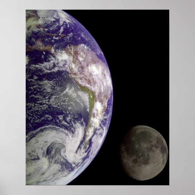 Planet Erde und Mond Poster (Vorne)