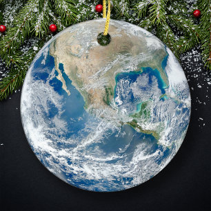 Planet Erde, USA und Mexiko, Weihnachtsbaum Keramik Ornament