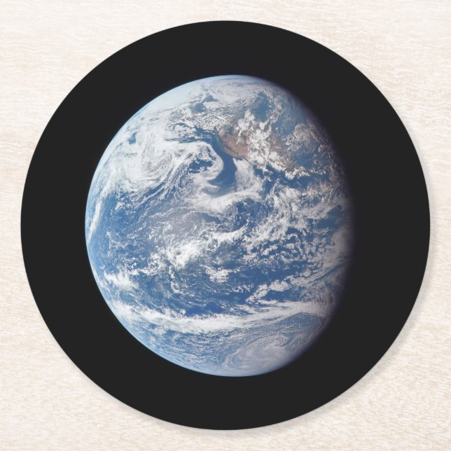 Planet Erde von der Apollo 11 Crew genommen. Runder Pappuntersetzer (Vorderseite)