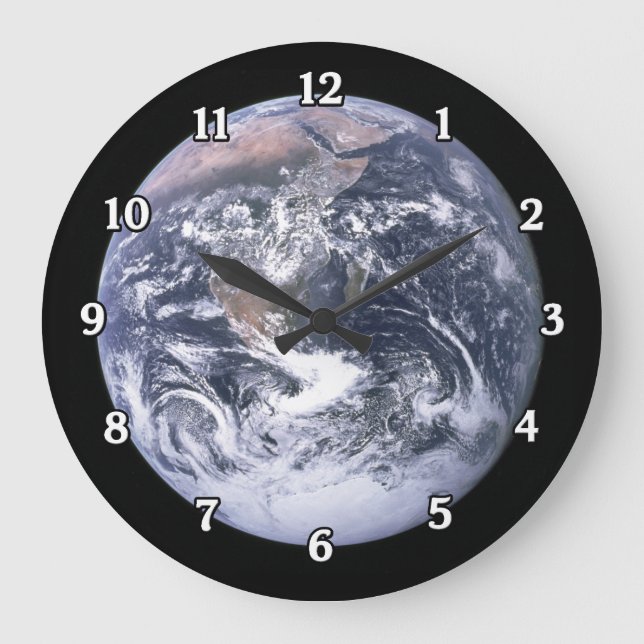 Planet-Erde-Wall-Uhr Große Wanduhr (Vorderseite)