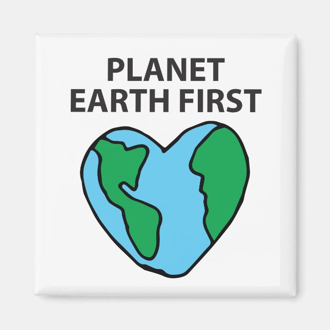 Planet Erstes umweltfreundliches Icon Happy Earth  Magnet (Vorne)