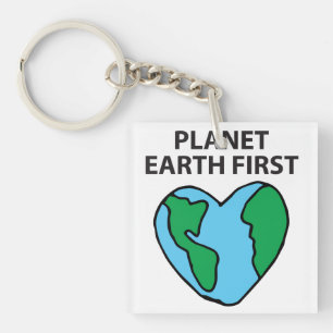 Planet Erstes umweltfreundliches Icon Happy Earth  Schlüsselanhänger
