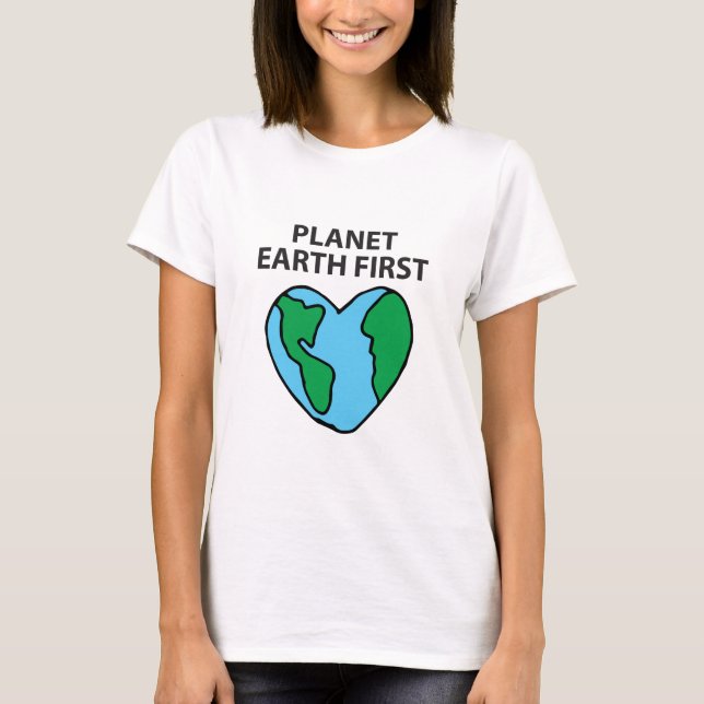 Planet Erstes umweltfreundliches Icon Happy Earth  T-Shirt (Vorderseite)