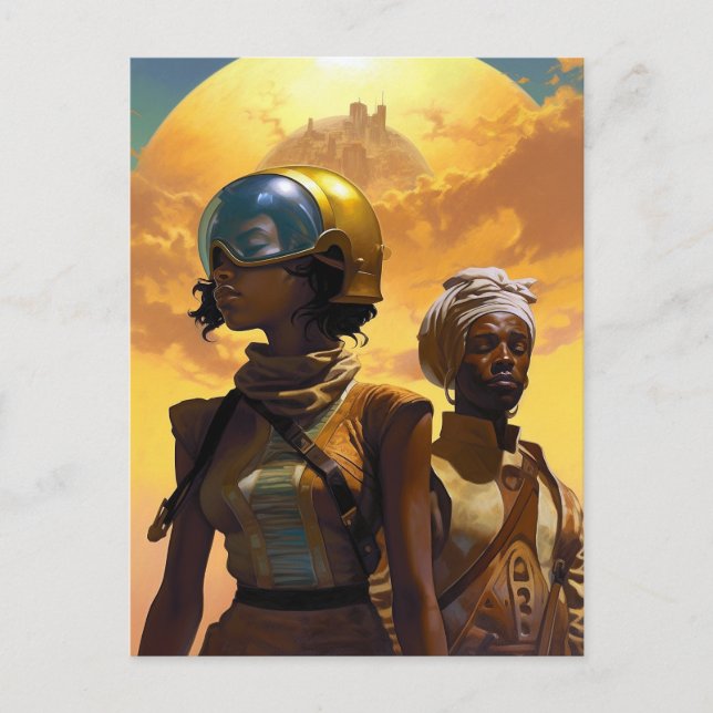 Planet Explorers Afrofuturistische Science Fiction Postkarte (Vorderseite)