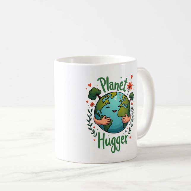Planet Hugger - Earth Day Öko Friendly Kaffeetasse (VorderseiteRechts)