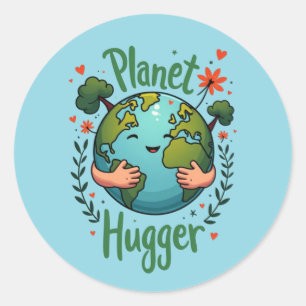 Planet Hugger - Tag des Planeten Erde Umweltfreund Runder Aufkleber