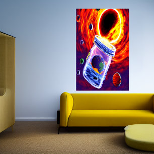 Planet in einem Glasgefäß AI Art Poster