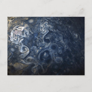 Planet Jupiter Blues Blue White Juno Cam Swirling Postkarte
