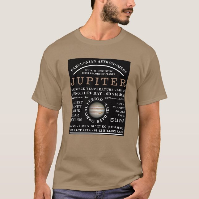 Planet Jupiter Detaillierte Astronomie T-Shirt (Vorderseite)