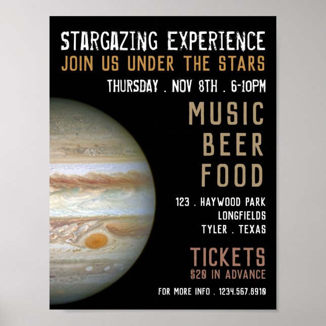 Planet Jupiter, Planetarium Eventwerbung Poster (Vorne)