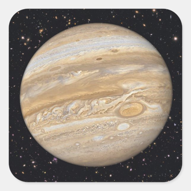 Planet Jupiter Starry Sky Quadratischer Aufkleber (Vorderseite)
