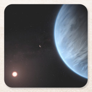 Planet K2-18b, Host Star und Begleitplanet. Rechteckiger Pappuntersetzer
