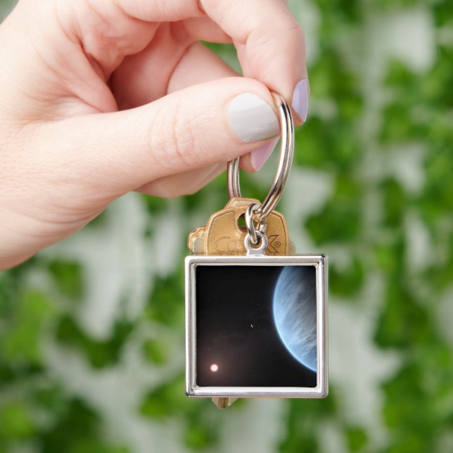 Planet K2-18b, Host Star und Begleitplanet. Schlüsselanhänger (Hand)