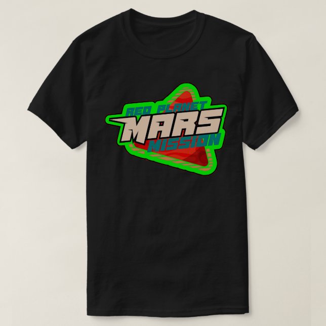 Planet Mars Abzeichen grün T-Shirt (Design vorne)