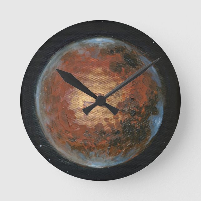 Planet-Mars Runde Wanduhr (Vorderseite)