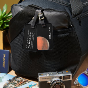 Planet-Mars-Sonnensystem Schwarzer Raum mit Sterne Gepäckanhänger