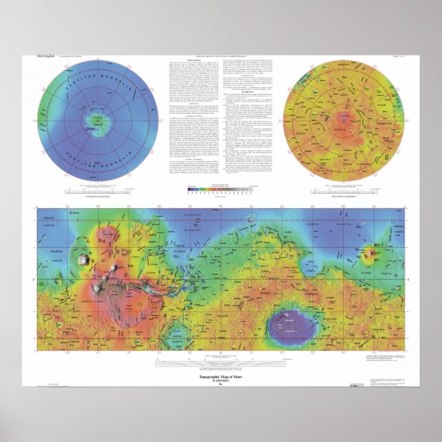 Planet Mars - Topografische Karte Poster (Vorne)