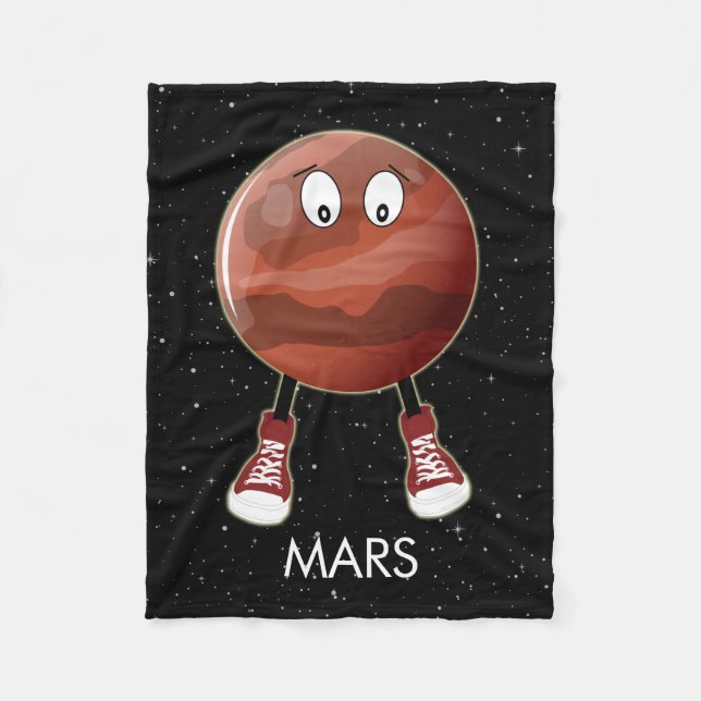Planet Mars und Sterne Fleecedecke (Vorderseite)