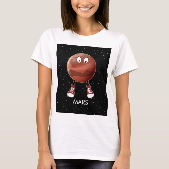 Planet Mars und Sterne T-Shirt (Vorderseite)