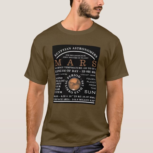 Planet-MarsDetaillierte Astronomie T-Shirt (Vorderseite)