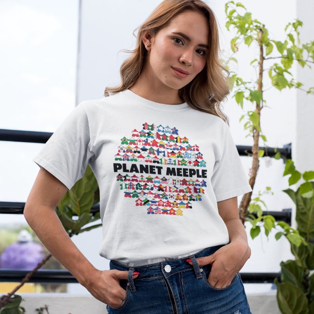 Planet Meeple, Schwarzer Text Weibchen Shirt (Von Creator hochgeladen)