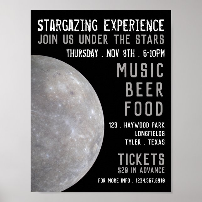 Planet-Merkur, Planetarium-Eventwerbung Poster (Vorne)