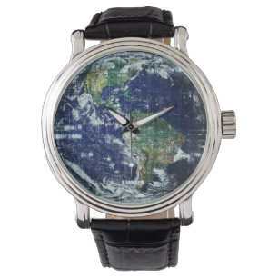 Planet Mother Earth Globe Geometric Grid World Art Armbanduhr