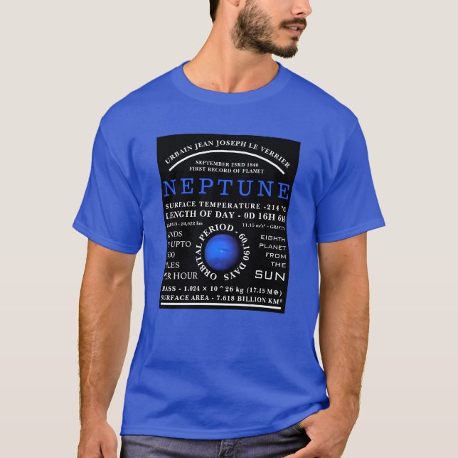 Planet Neptune Detaillierte Astronomie T-Shirt (Vorderseite)