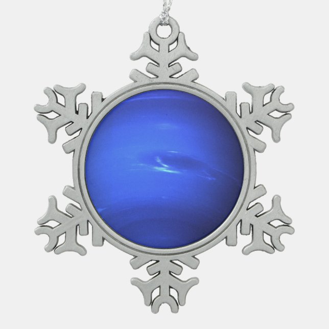 Planet Neptune Schneeflocken Zinn-Ornament (Vorderseite)