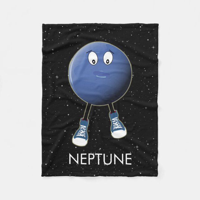 Planet Neptune & Stars Fleecedecke (Vorderseite)