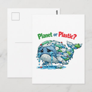 Planet oder Plastik? Rette den Ozean-Wal. Postkarte
