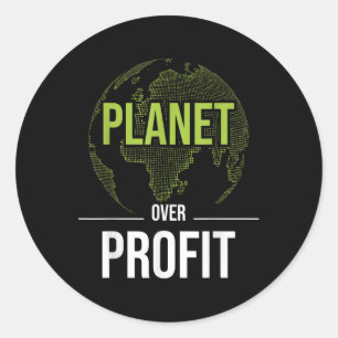 Planet over Profit - Umweltschutz Runder Aufkleber