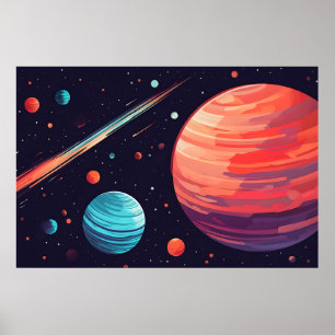 Planet Party - Ein lebendiges Weltraumkunstposter Poster