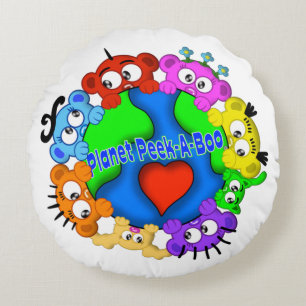 Planet PeekABoo Round Pillow Rundes Kissen